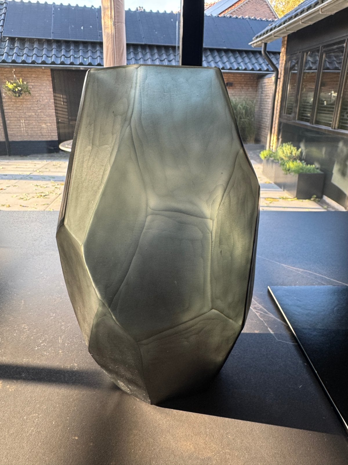 Grijze glazen vaas, Ophalen, Zo goed als nieuw, Glas