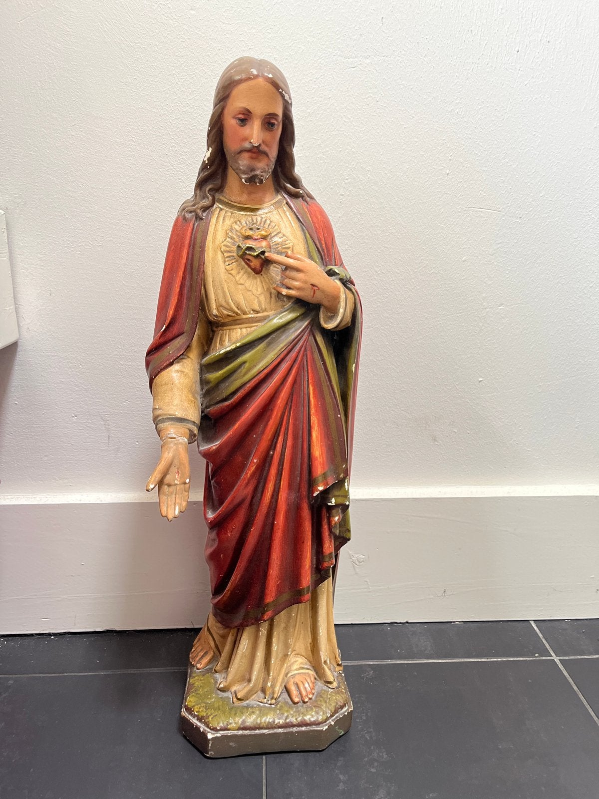 Vintage Heilig Hart Jezus beeld - 54 cm, Ophalen of Verzenden