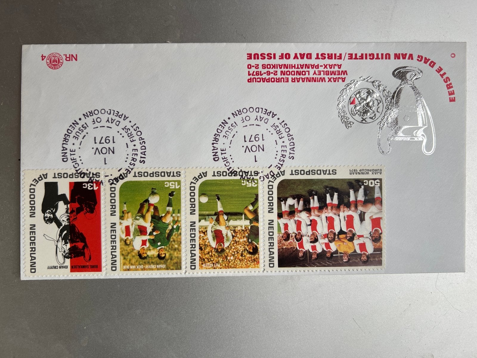 Eerste Dag Uitgifte Envelop Ajax Europacup 1971, Ophalen, Onbeschreven, Nederland