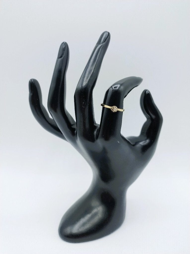 Gouden solitairring met diamant, 17 mm, Gebruikt, Info@zilverwebsite.nl, Verzenden, 17 tot 18