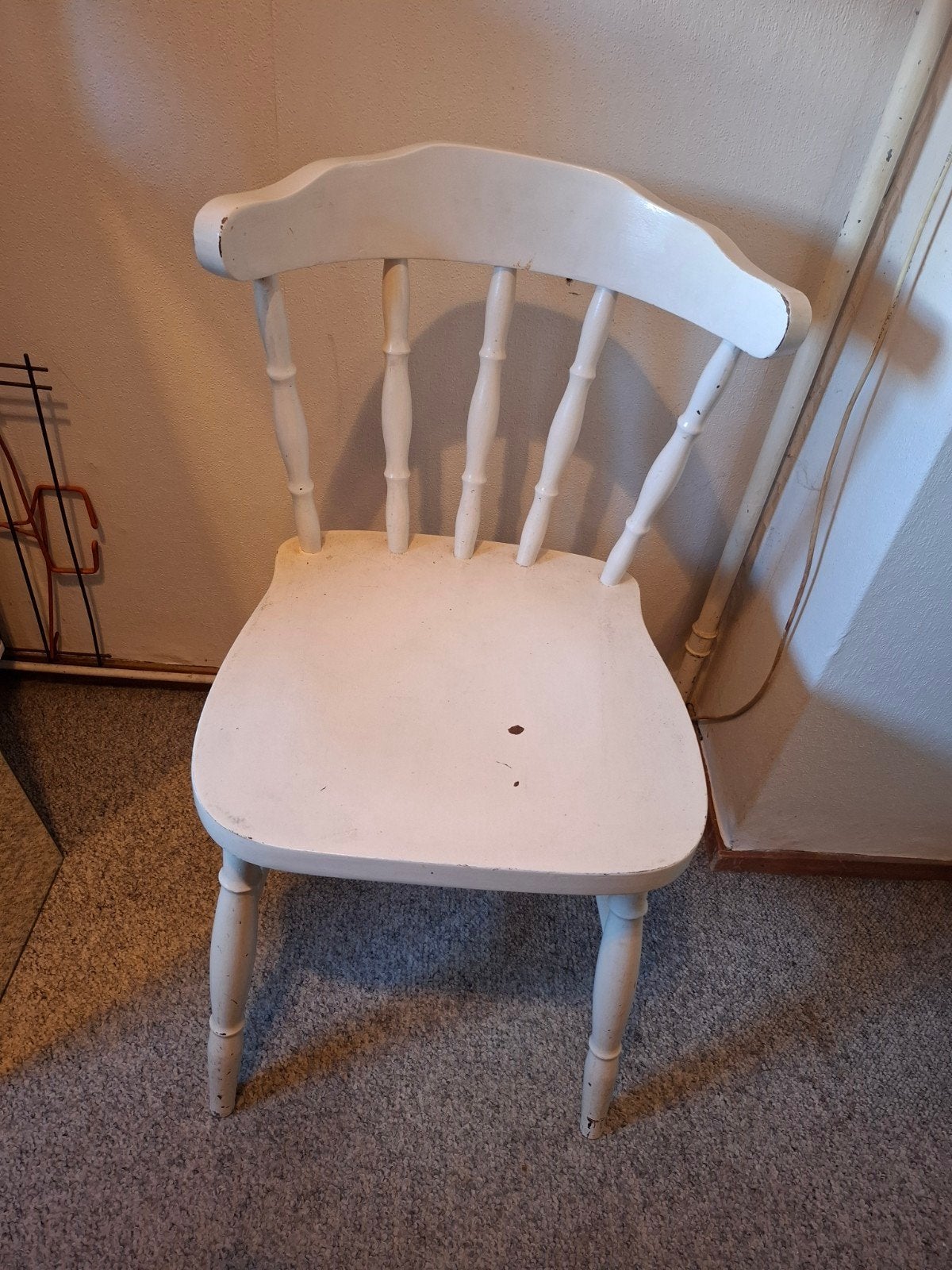 Vintage Witte Houten Stoel - Jaren '70 Stijl, Ophalen