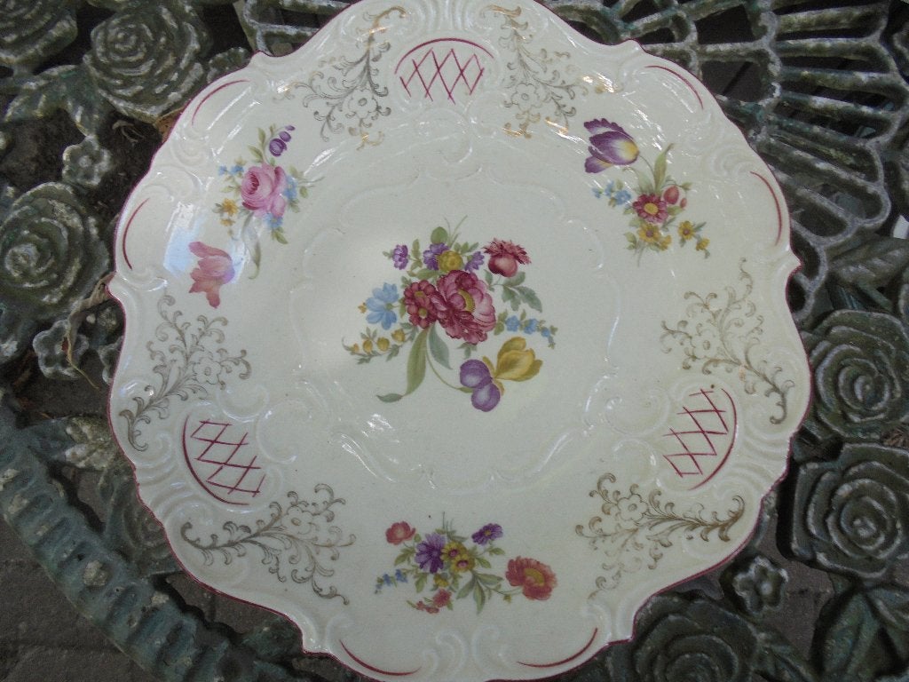 Grote schaal Steinmann Tiefenfurt met bloemboeketten / roos, Antiek en Kunst, Antiek | Servies los, Ophalen of Verzenden