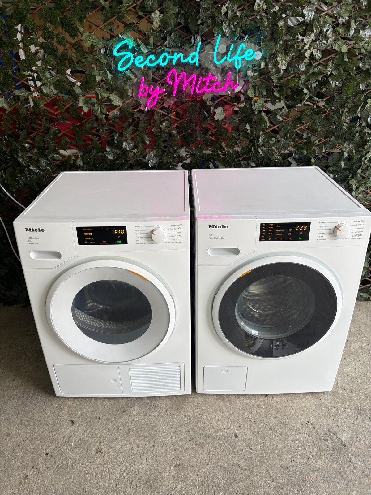 Miele W1 / T1 Wasmachine & Warmtepompdroger set, Ophalen, 1200 tot 1600 toeren, 8 tot 10 kg, Refurbished