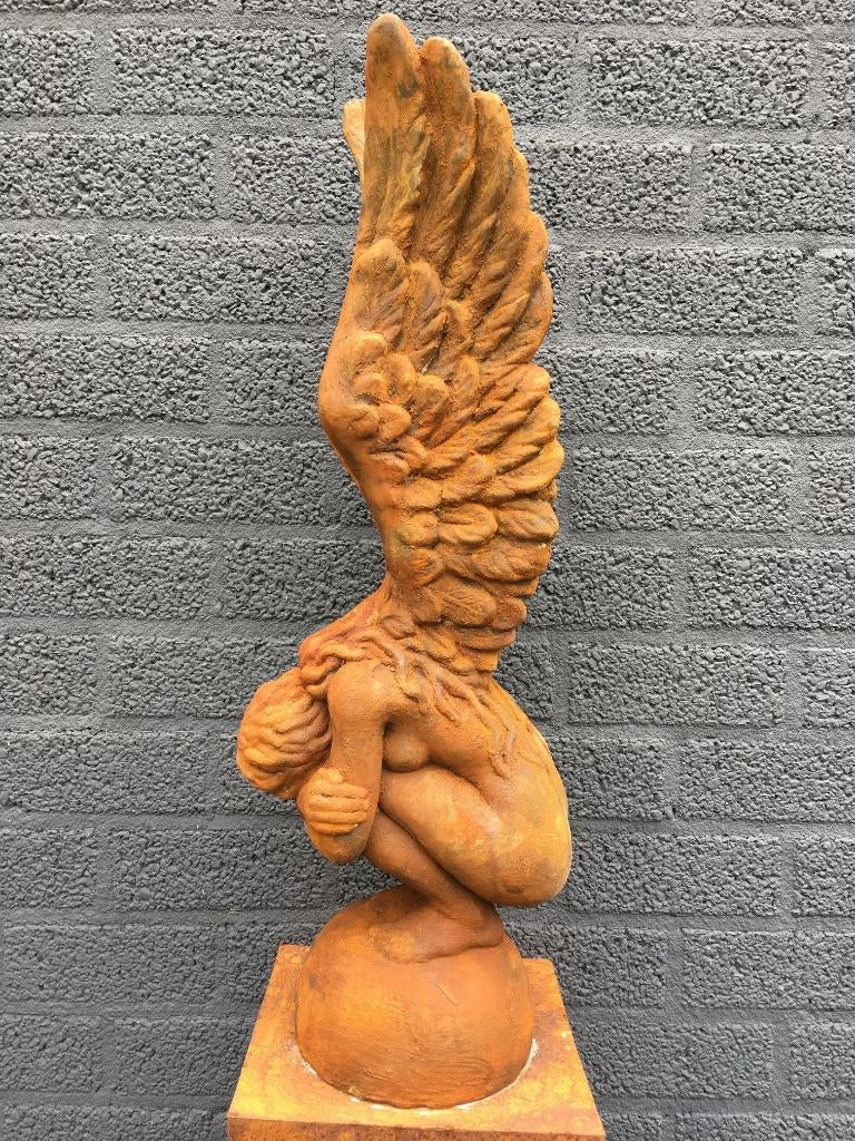 Knielende oxide Engel met vleugels , mooi oxid stenen beeld!, Tuin en Terras, Tuinbeelden, Steen, Engelenbeeld, ., Nieuw