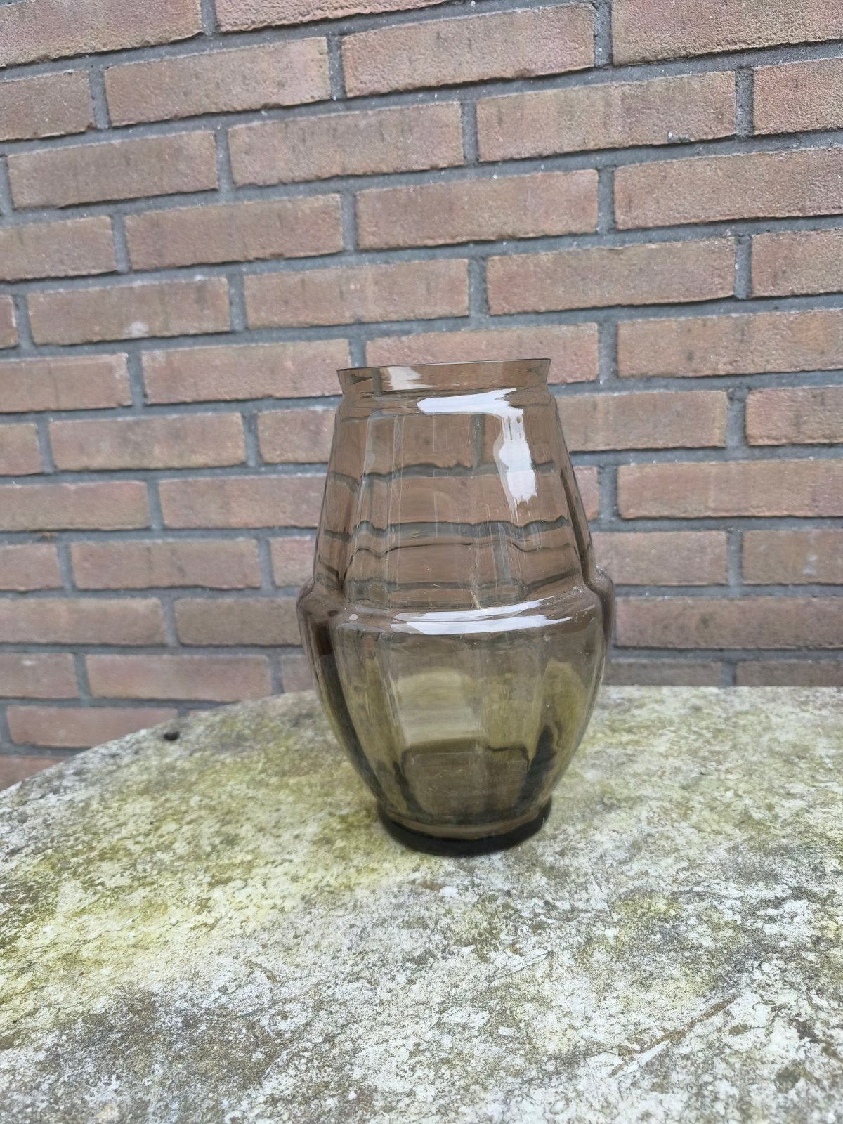 Antieke fumé glazen eikelvaas W.J. Rozendaal Kristalunie, Antiek en Kunst, Antiek | Glas en Kristal, Ophalen of Verzenden