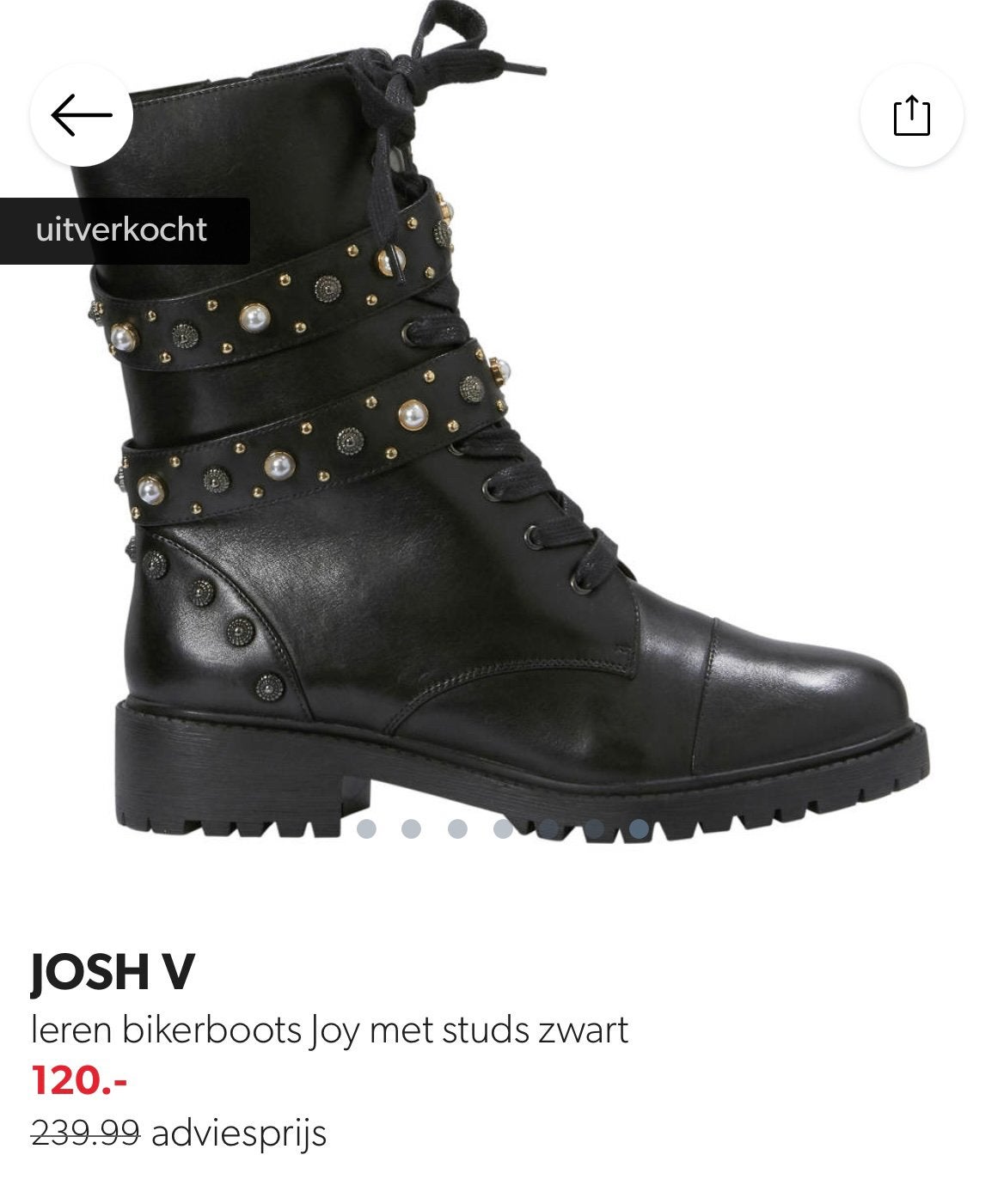 Josh V Joy enkellaarsjes met studs maat 37, Ophalen of Verzenden, Zo goed als nieuw, Zwart