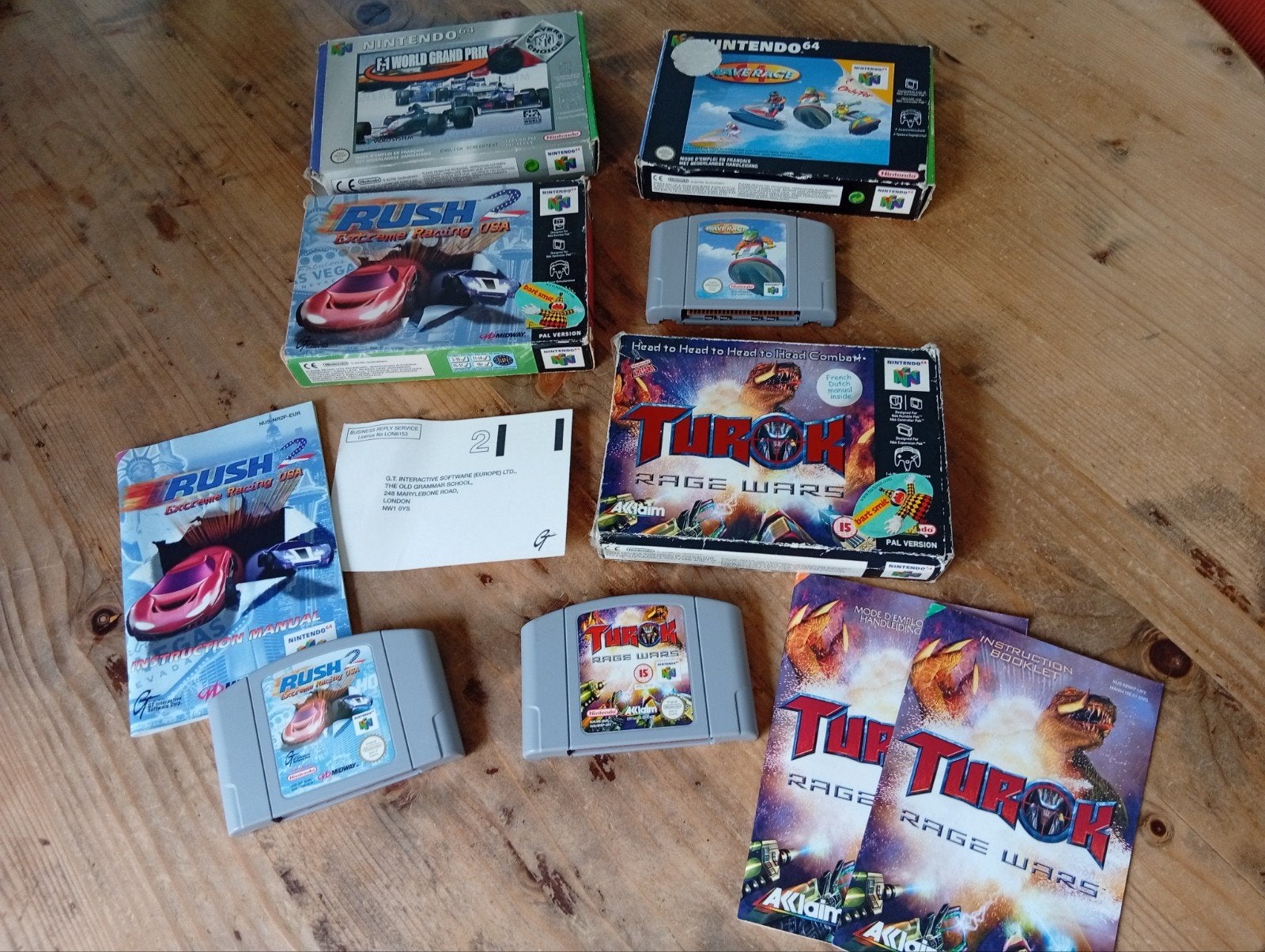 Nintendo 64 N64 games in doos – Turok RW / Rush 2 / Waverace, Gebruikt, Racen en Vliegen, Ophalen of Verzenden, 3 spelers of meer