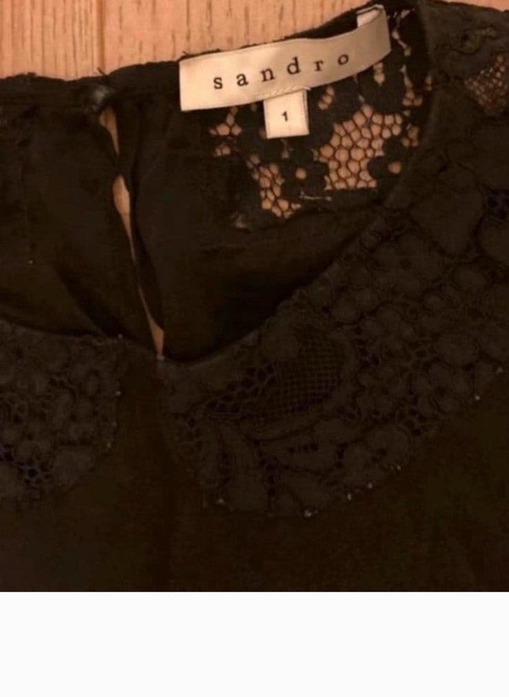 Zijde/katoen zwarte blouse van Sandro maat 1 (36), Ophalen of Verzenden, Zo goed als nieuw, Maat 36 (S), Zwart
