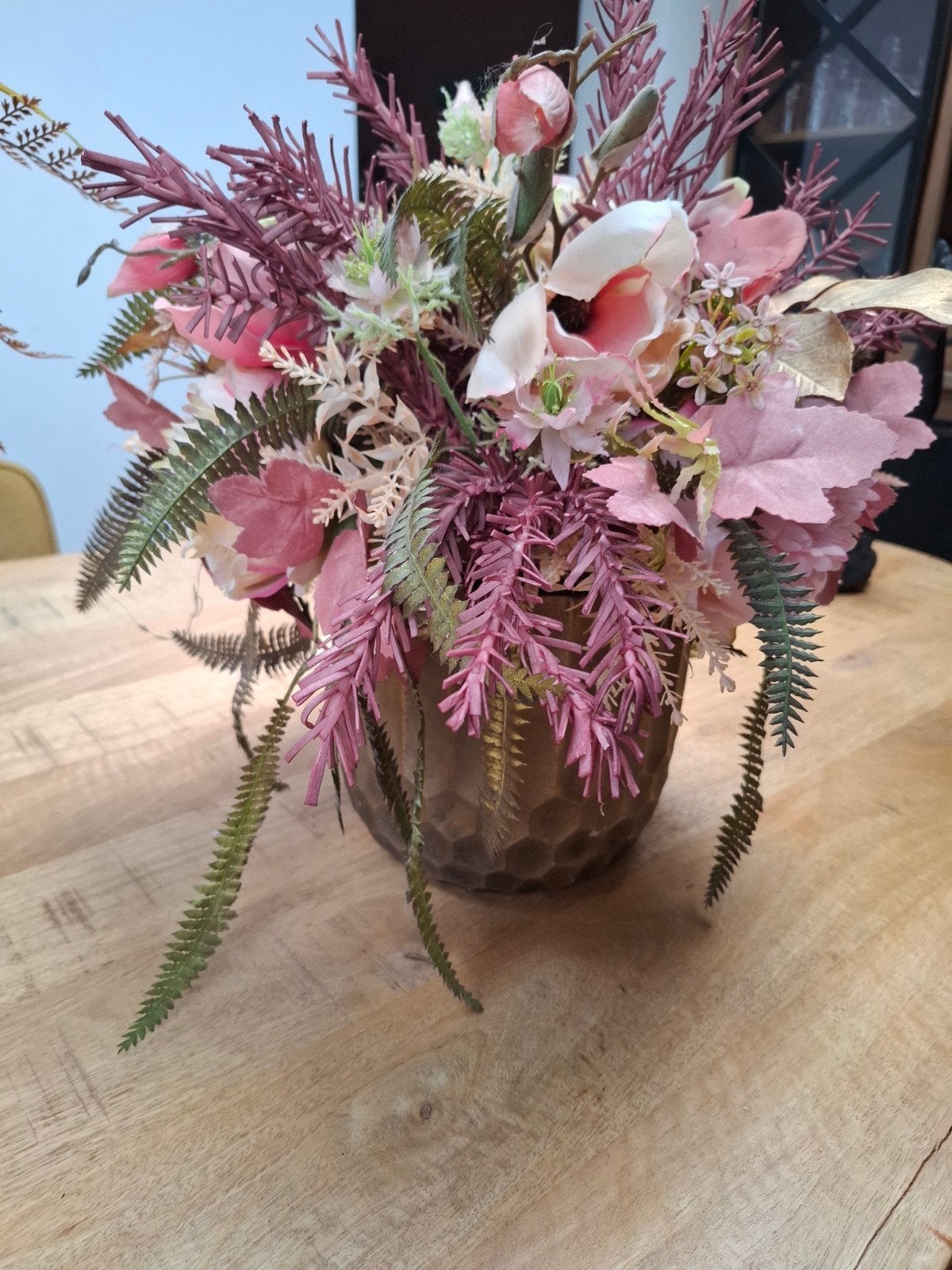 Kunstbloemstuk in pot, 40 cm hoog, Ophalen