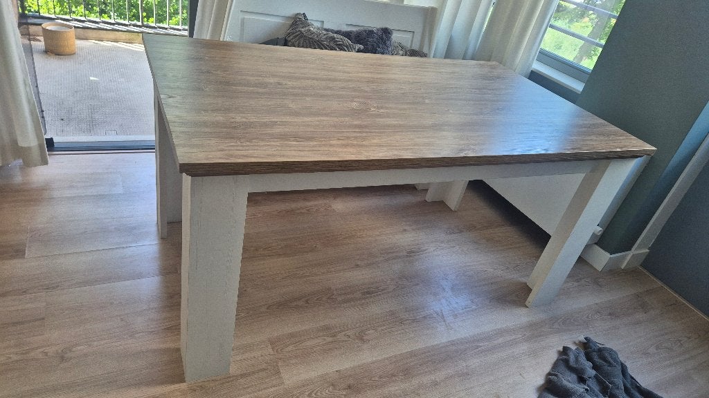 Eettafel houtlook 160x90, Ophalen, 50 tot 100 cm, Zo goed als nieuw, 150 tot 200 cm