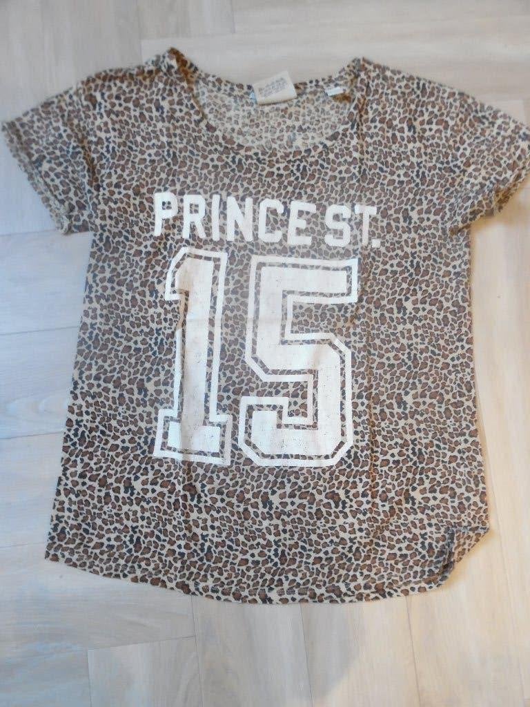 Maison Scotch T-shirt met luipaardprint mt 1, Meerkleurig, Korte mouw, Maat 36 (S), Gedragen