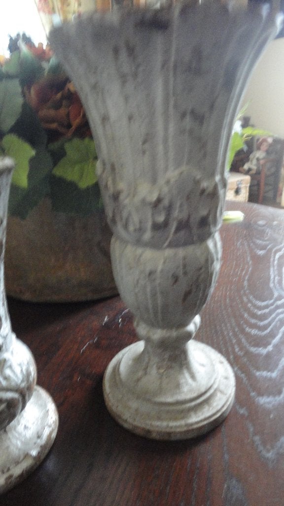 antiek FRANSE GRAFVAAS, zilverkleurig patina, 26 cm, Ophalen of Verzenden