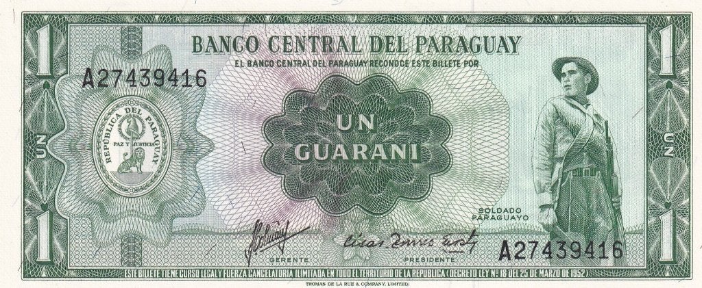 Paraguay 1 guarani 25-3-1952, Verzenden, Zuid-Amerika, Los biljet