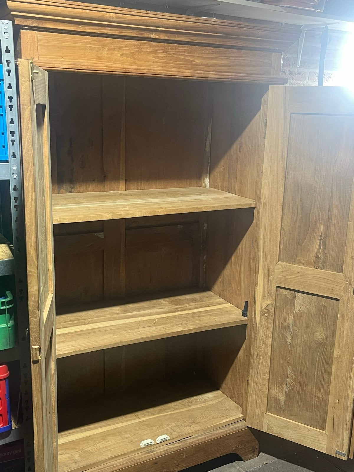 Teakhouten kast voor binnen of buiten onder de veranda, Ophalen, Gebruikt, Teakhout, 50 tot 100 cm