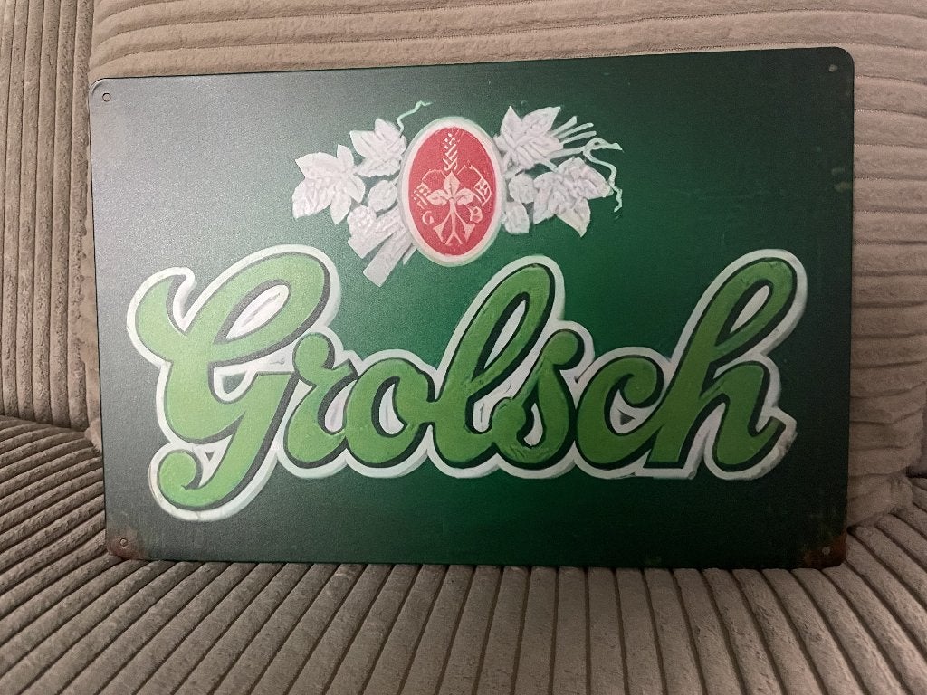 Grolsch metalen reclamebord / wandbord (Old Look), Ophalen of Verzenden, Nieuw, Reclamebord, Plaat of Schild, Grolsch