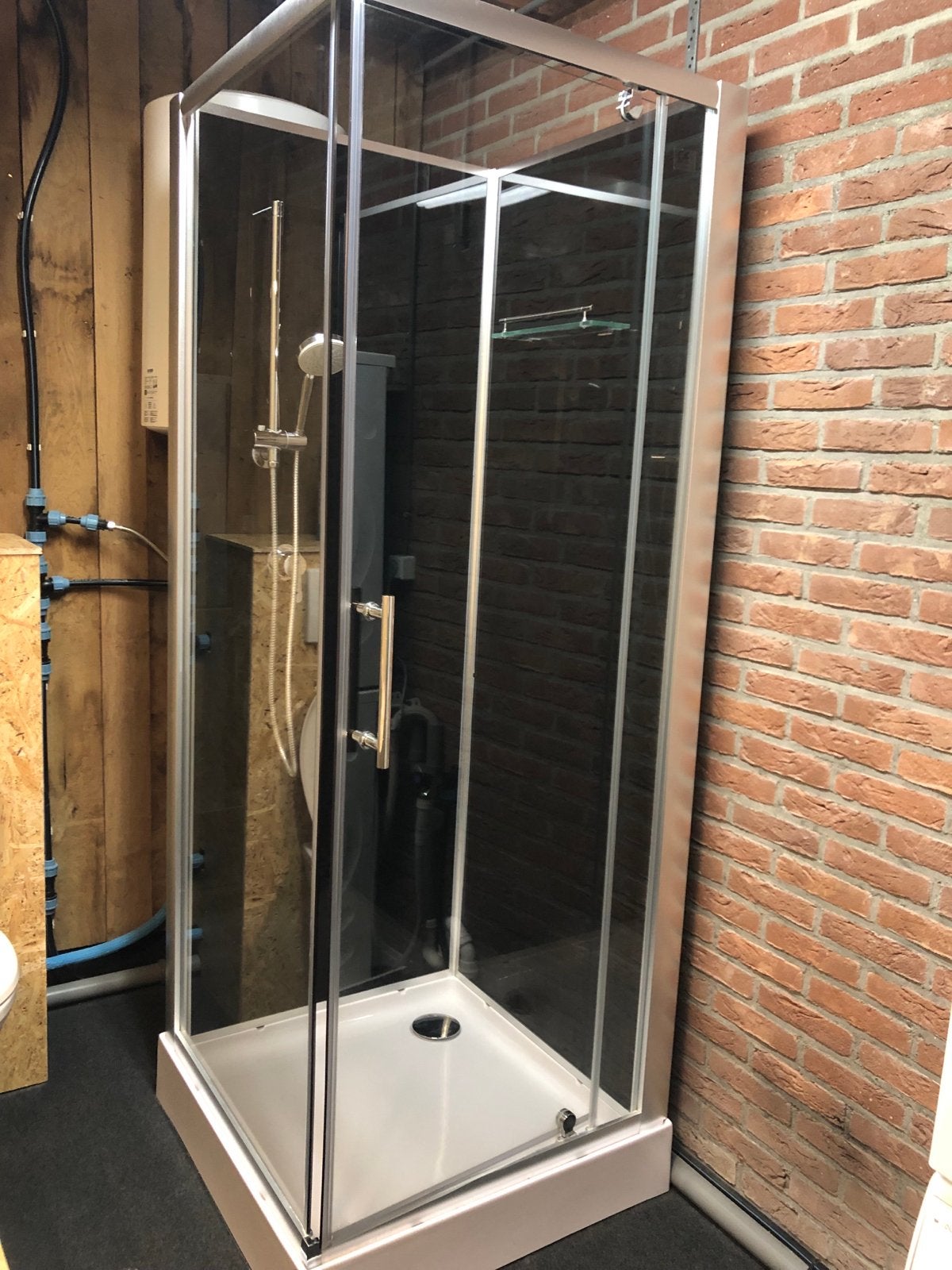 Douche met boiler - Zo goed als nieuw, Ophalen, Zo goed als nieuw, Chroom, Douche