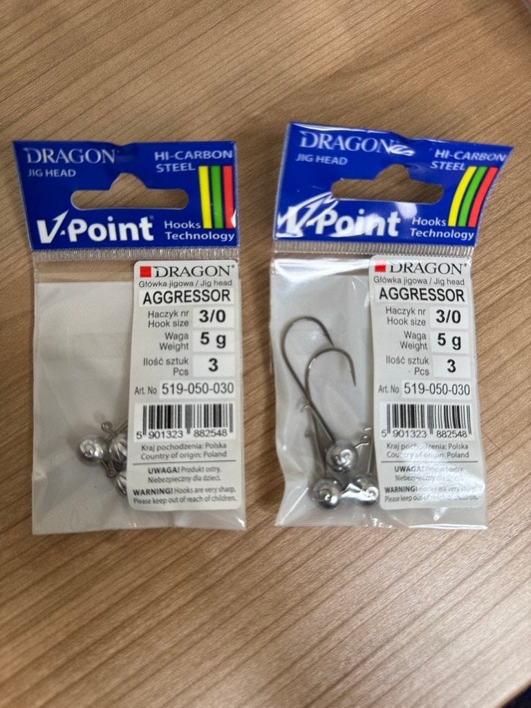 Dragon V-Point Aggressor Jig Head 5 g Haakmaat 3/0, Haak, Nieuw, Ophalen of Verzenden, E