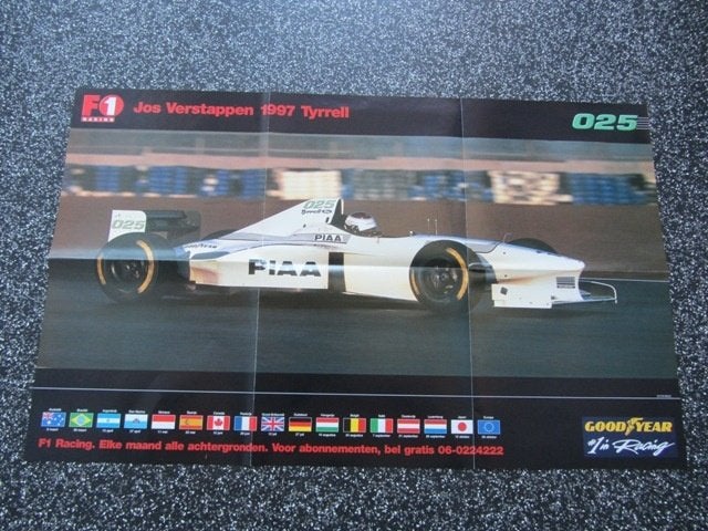 Jos Verstappen Tyrell Poster (F1 Racing), Verzamelen, Ophalen of Verzenden, Zo goed als nieuw, A1 t/m A3, Sport