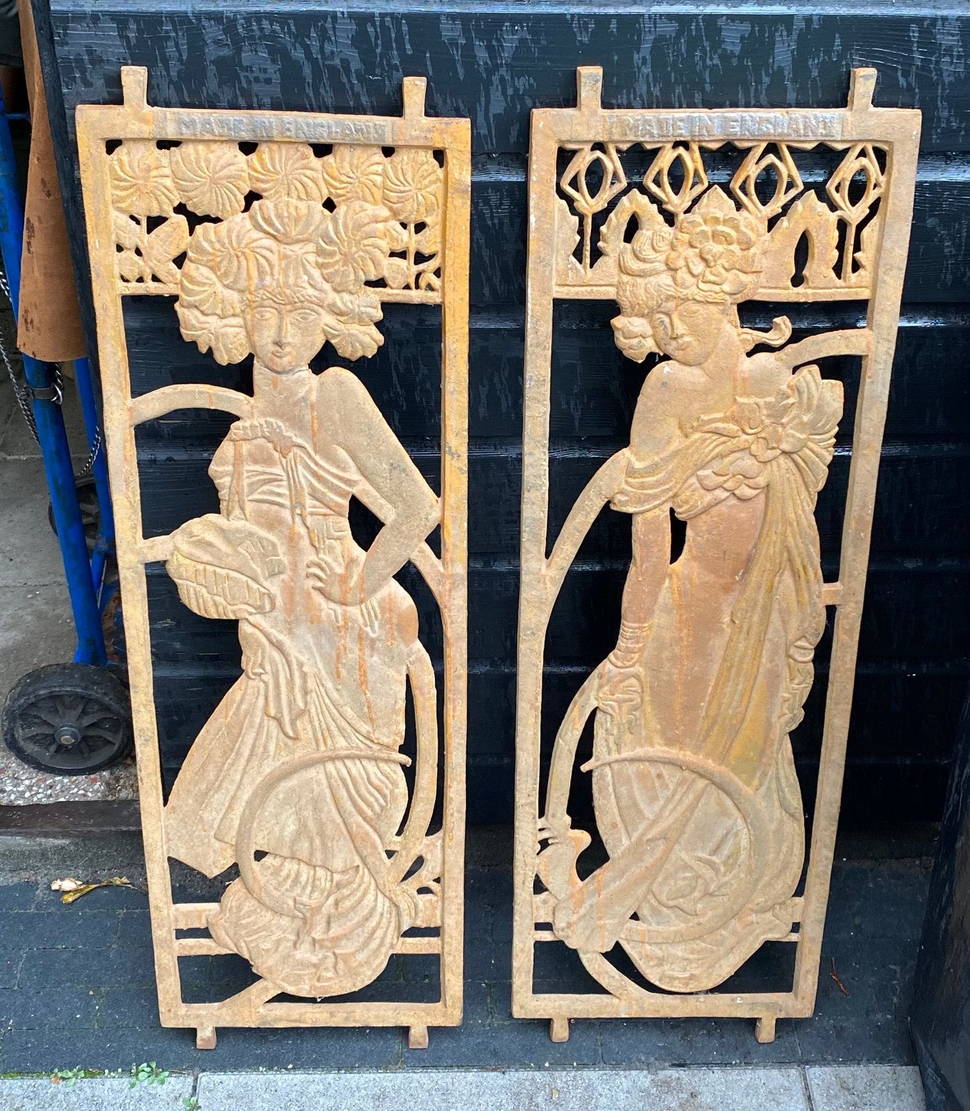 Gietijzeren Art Nouveau wandpaneel - Mucha stijl, Antiek en Kunst, Ophalen