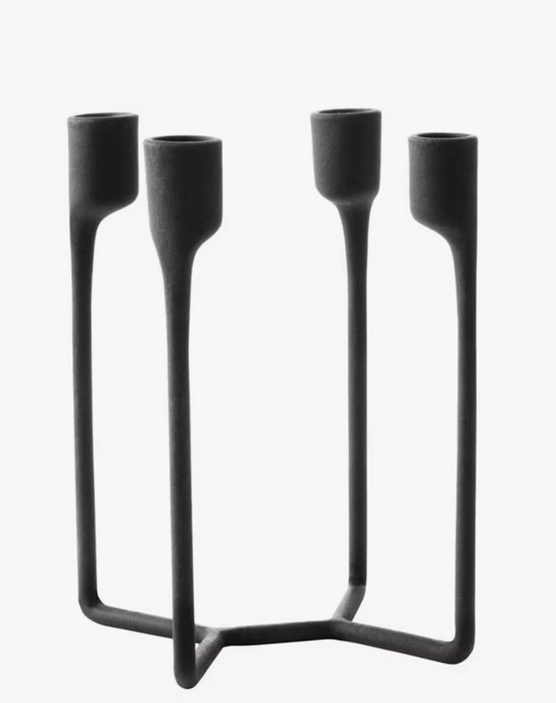 Norman Copenhagen brutalist zwarte designer kandelaar, Ophalen of Verzenden, Metaal, Minder dan 25 cm