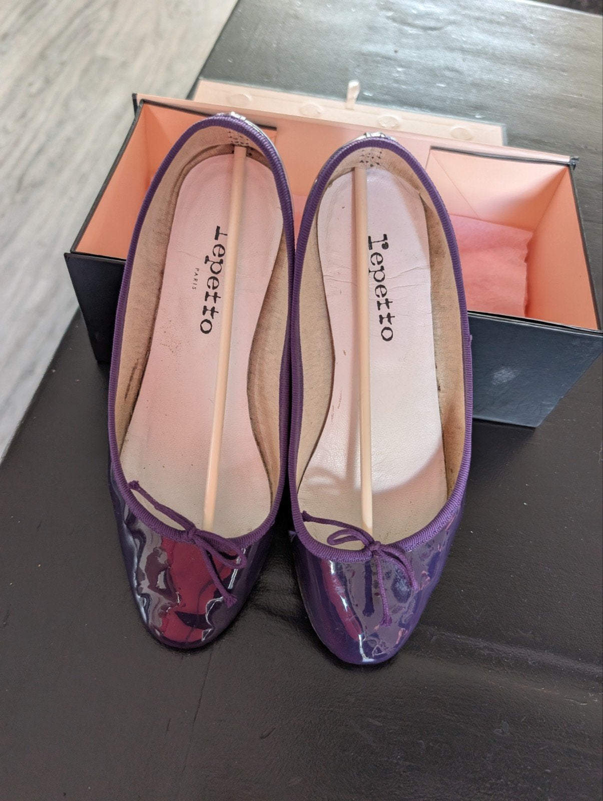 Repetto Ballerina's Paars Lakleer Maat 38, Overige kleuren, Gedragen, Repetto, Ballerina's