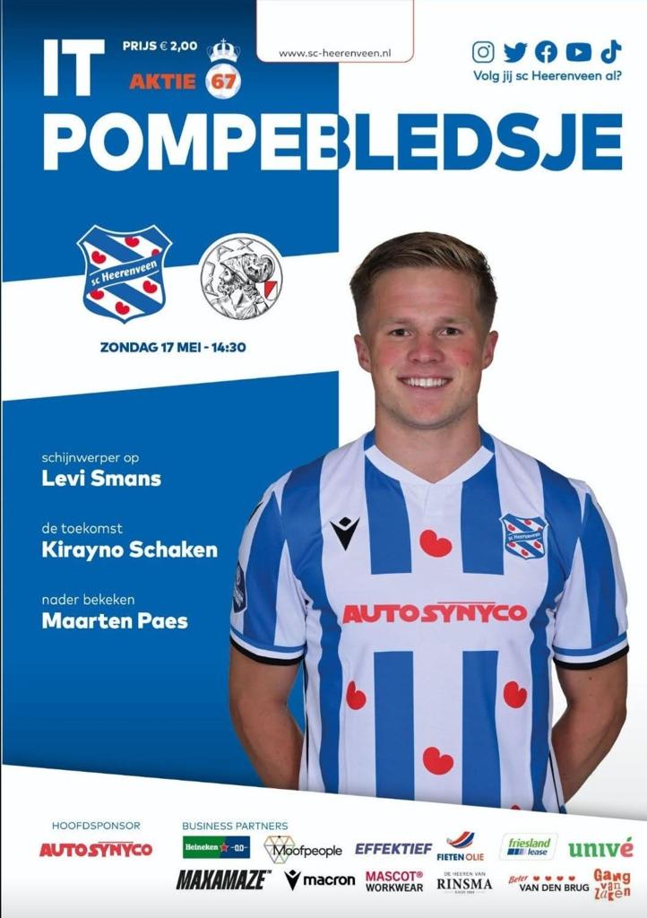 Programmaboekje SC Heerenveen - AJAX 17 mei 2026 0-0, Verzamelen, Ophalen of Verzenden, Ajax