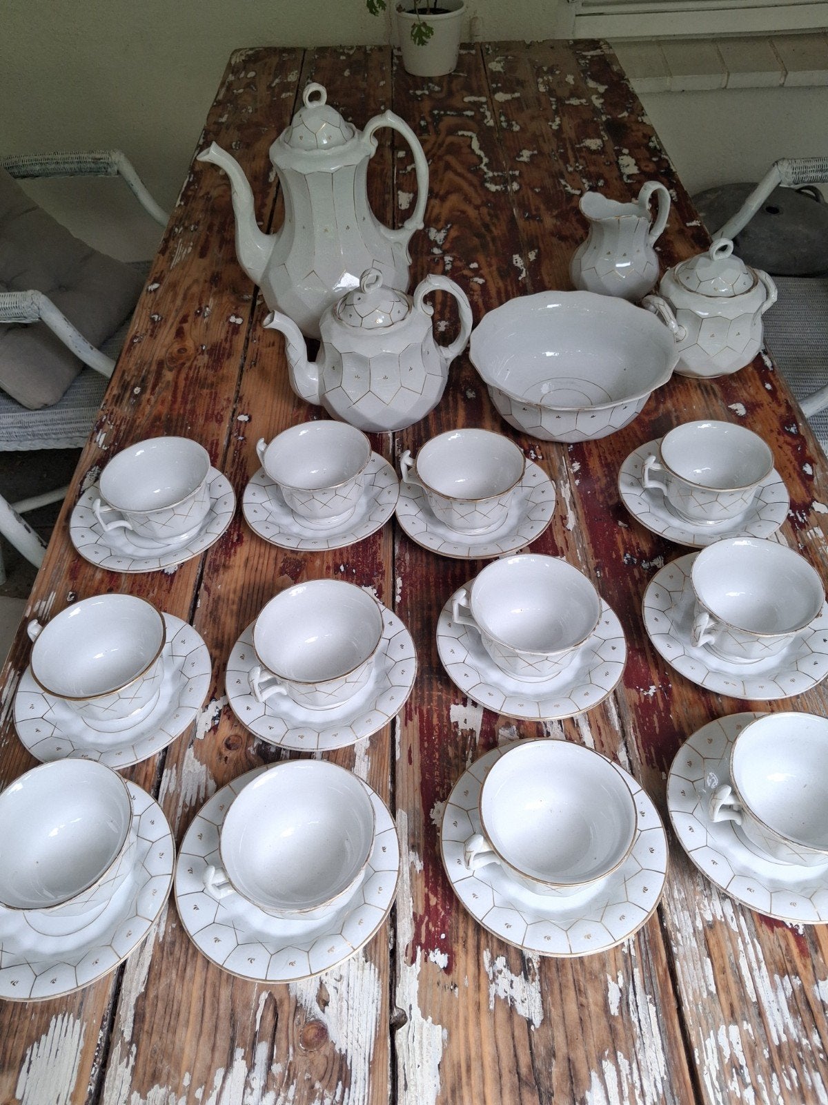 Petrus Regout koffie en thee servies diamant, Antiek en Kunst, Ophalen