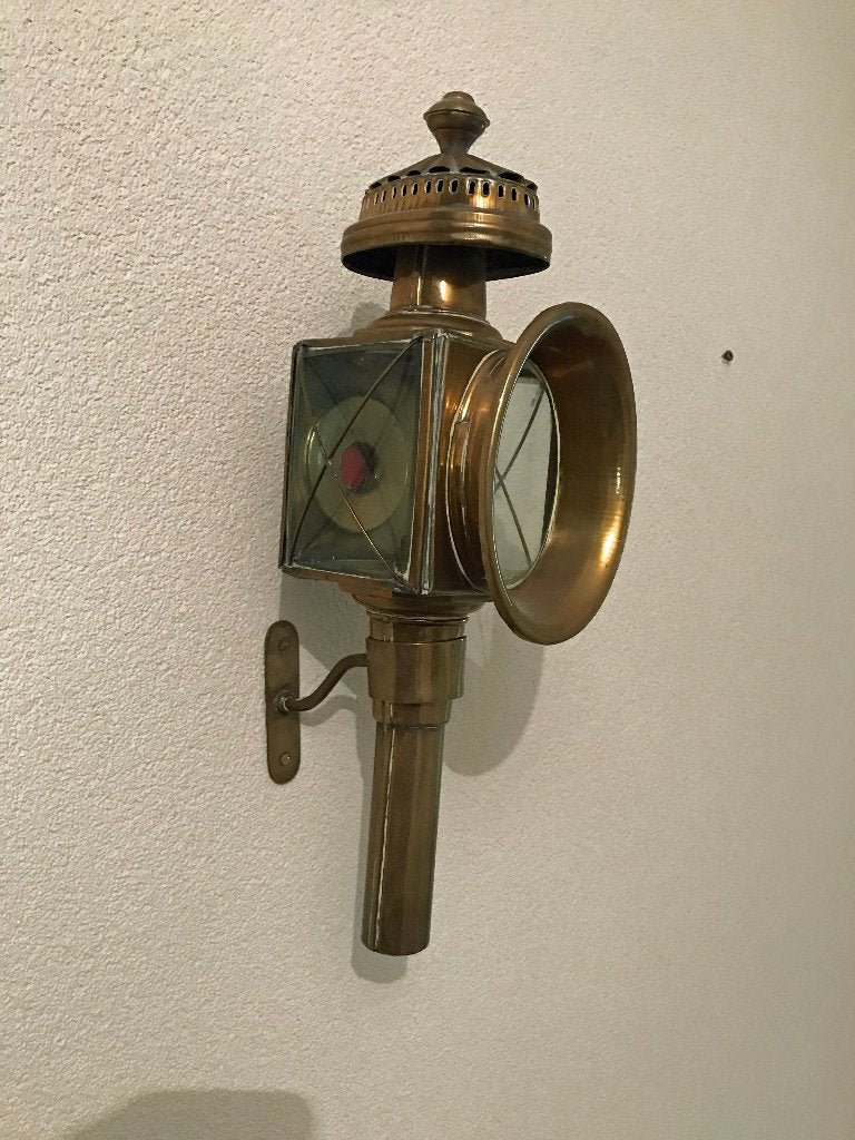 Antieke koperen koetslantaarn, Ophalen of Verzenden