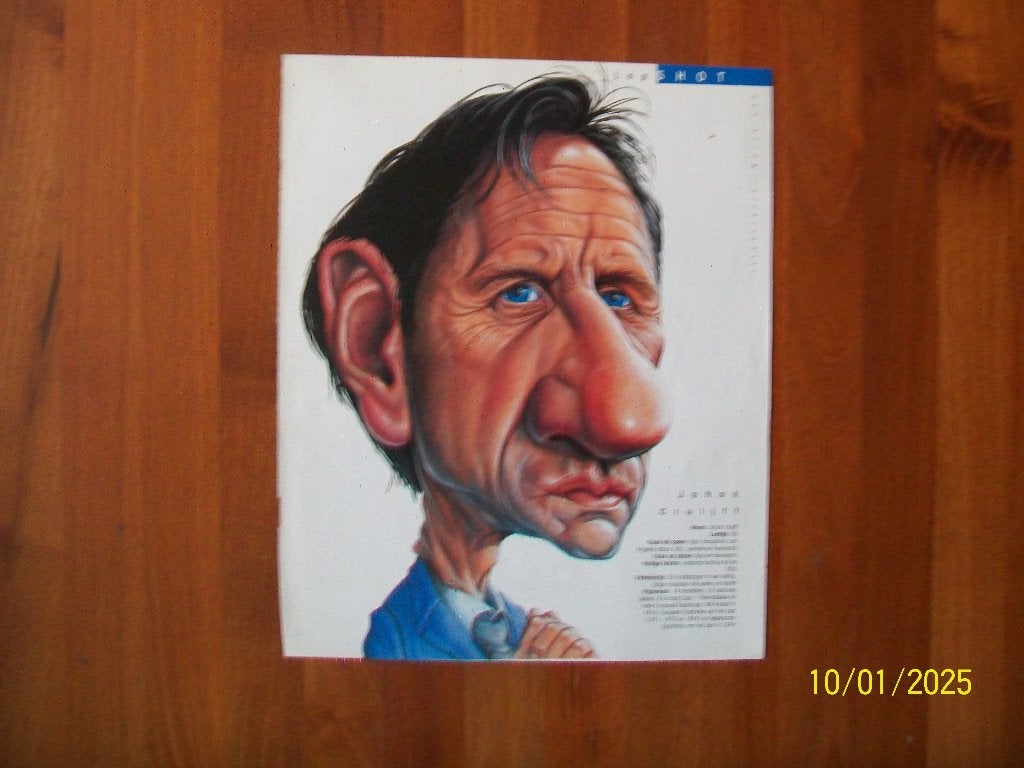 Johan Cruyff cartoon, Verzenden, Zo goed als nieuw, Poster, Plaatje of Sticker