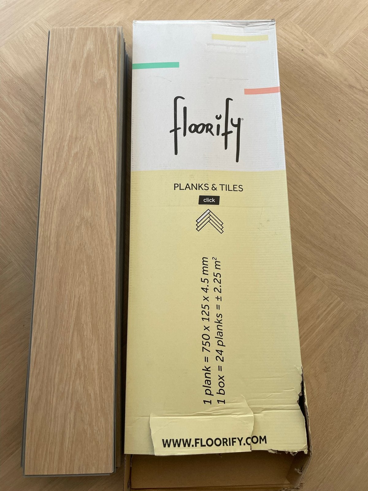 Floorify PVC - Uni F301 visgraat, Huis en Inrichting, Ophalen, Beige, Overige typen, Nieuw