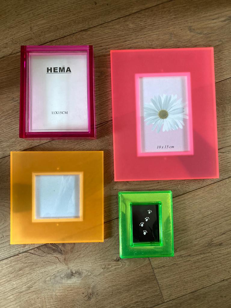 Hema Copi fotolijsten roze neon fluor oranje groen glitter, Ophalen of Verzenden, Zo goed als nieuw