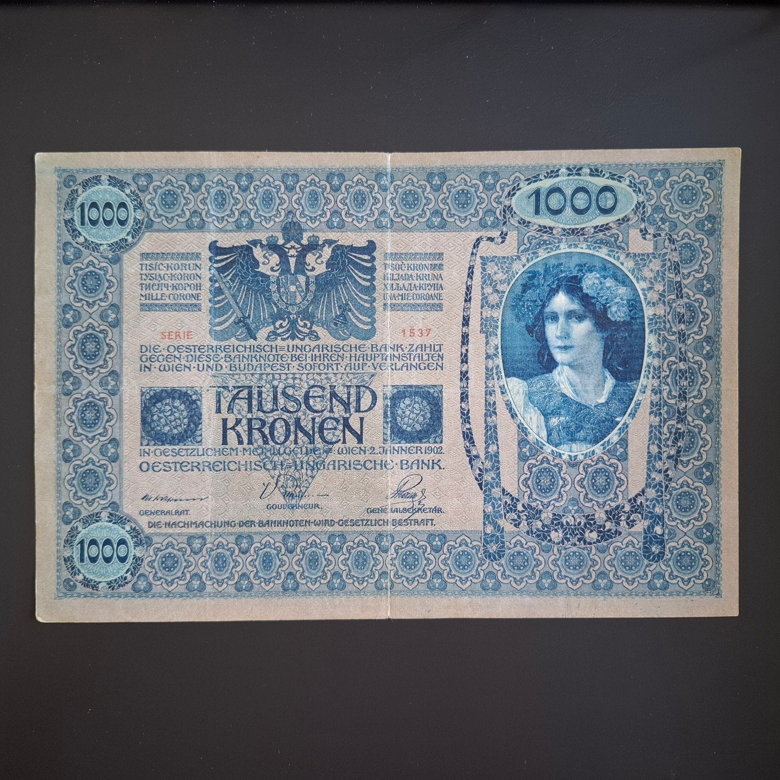 1000 shilling Oostenrijk-Hongarije #061, Verzenden, Hongarije, Los biljet