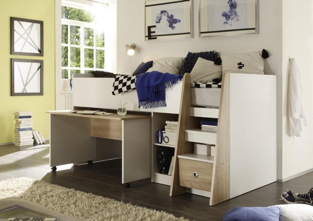 Kinderbed Lucas Halfhoogslaper met verrijdbaar bureau, 85 tot 100 cm, Zo goed als nieuw, 180 cm of meer, Ophalen