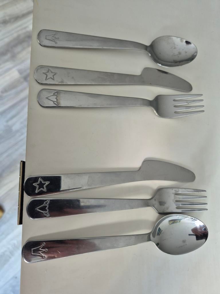Bestekset voor kinderen - RVS met leuke figuurtjes, Gebruikt, Ophalen of Verzenden, Rvs of Chroom, Vaatwasserbestendig