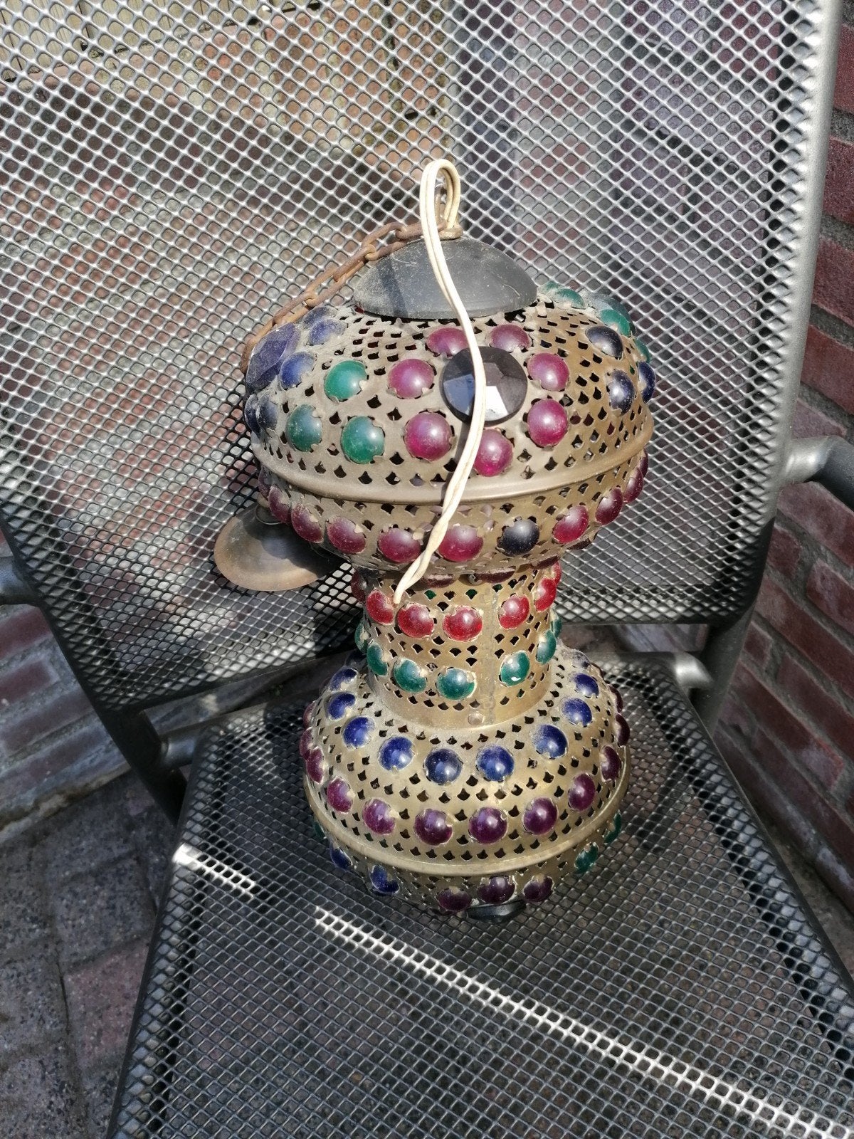 Oosterse hanglamp met gekleurde glazen kralen, Antiek en Kunst, Ophalen of Verzenden