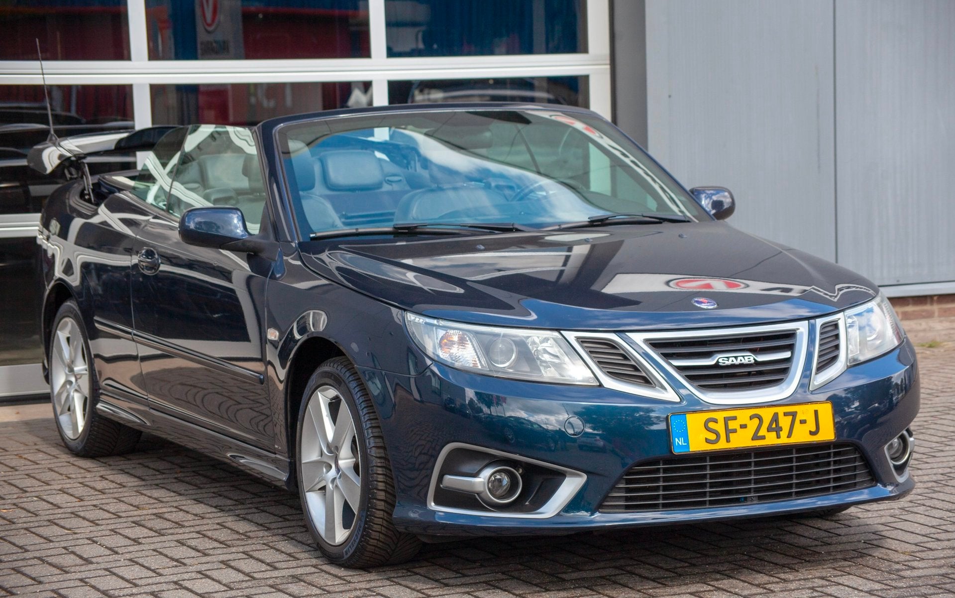 Saab 9-3 Cabrio 1.8t Vector, Auto's, Gebruikt, Zwart, Leder, 1600 kg