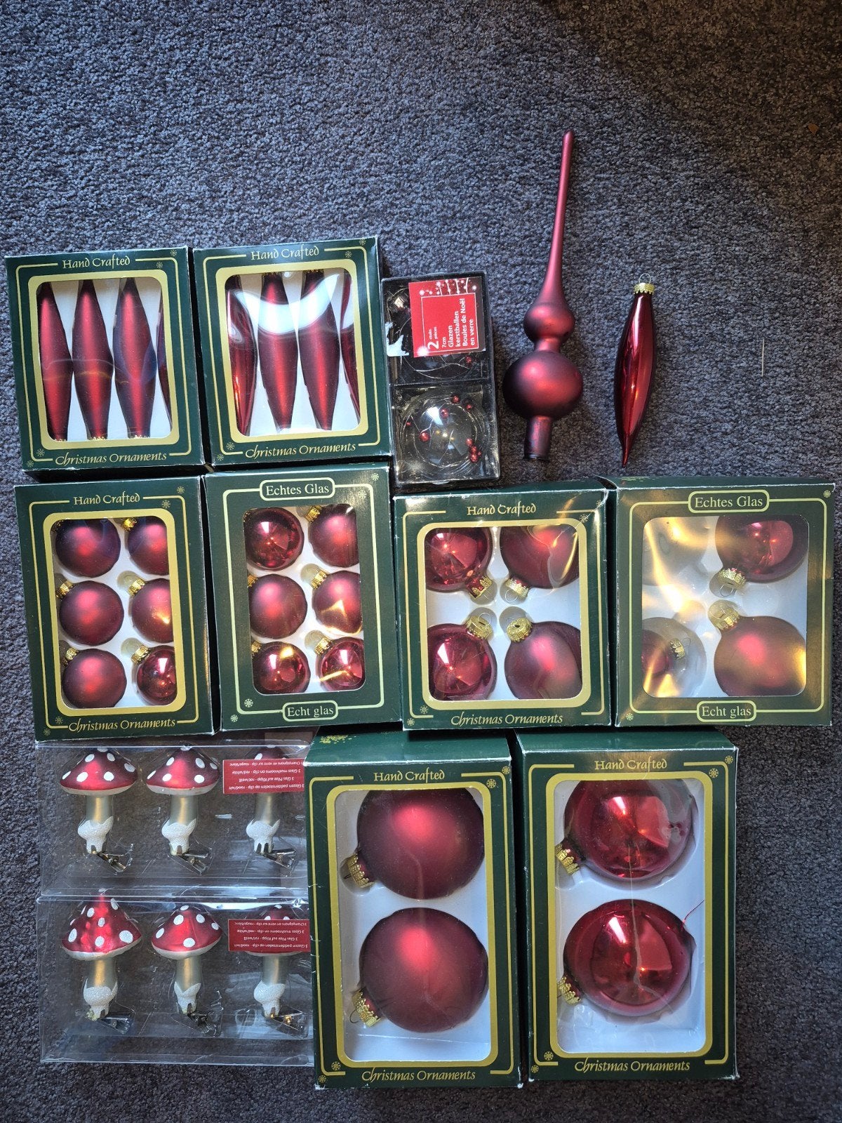 Kerstballen van glas rood mat en glanzend, Diversen, Ophalen of Verzenden, Zo goed als nieuw