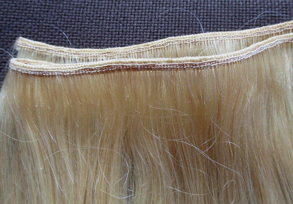 Indiaas echthaar weft 56cm lang - honey blond, Ophalen of Verzenden, Nieuw, Pruik of Haarverlenging