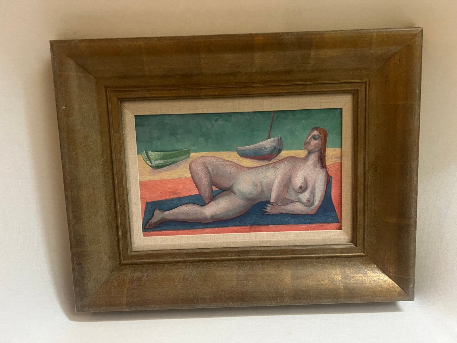 Jeroen Voskuyl olieverf schilderij liggend naakt  1951, Ophalen of Verzenden, Ingelijst, Olieverf