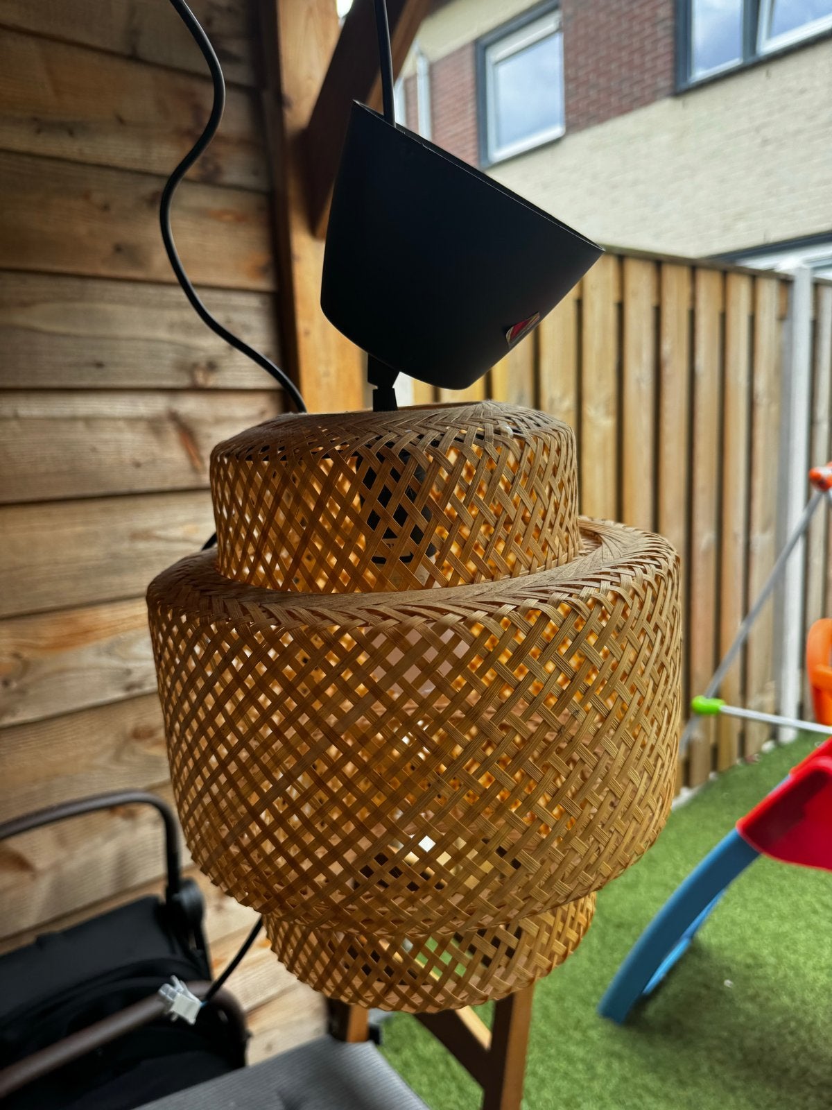 Rotan hanglamp - sfeervolle verlichting 27cm, Ophalen, Zo goed als nieuw, Natuurlijk materiaal, E27 (groot)