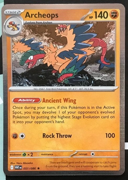 Pokemon - Archeops (WHT 051) - Holo rare.., Ophalen of Verzenden, Nieuw, Losse kaart, Foil