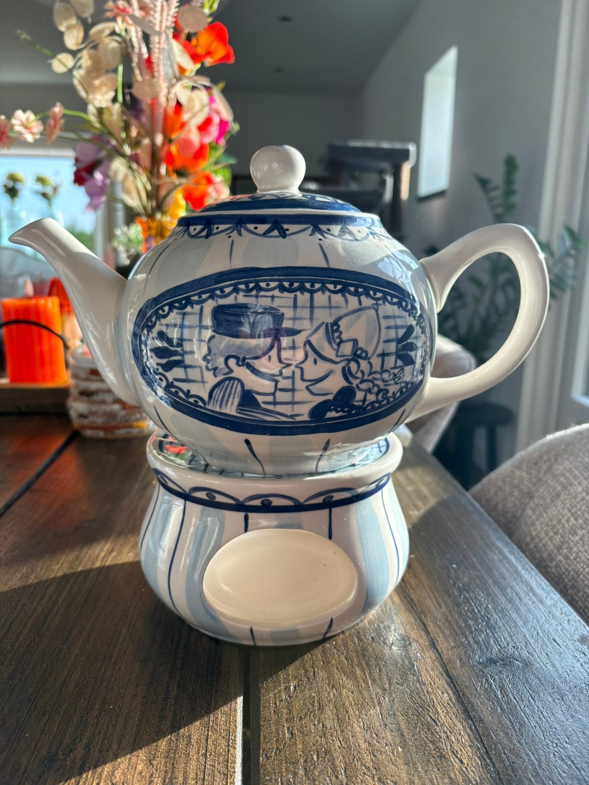 Theepot met windlicht Delfts Blond, Ophalen, Overige typen, Zo goed als nieuw, Aardewerk
