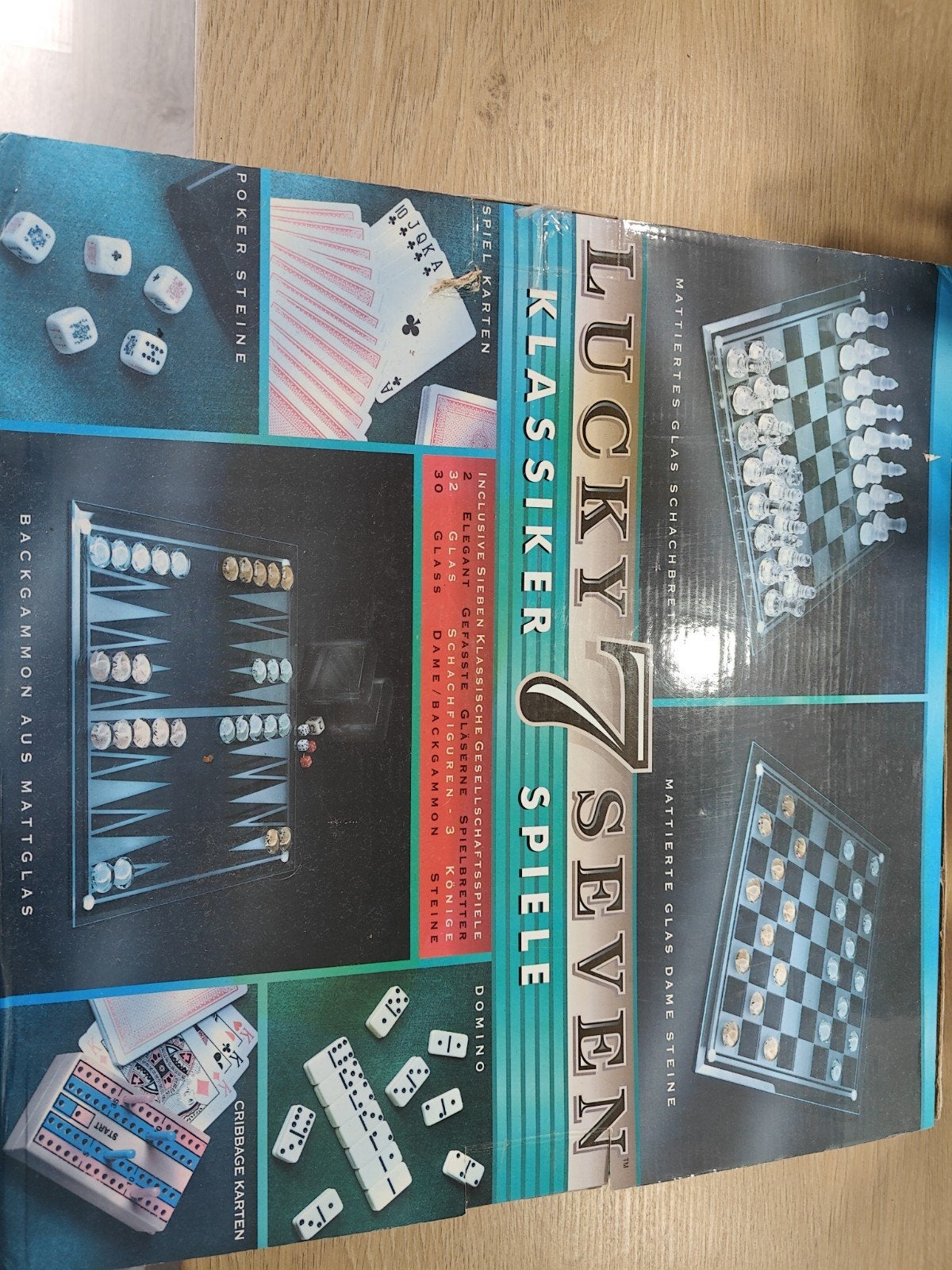 Lucky 7 Seven: Glazen Schaak, Dam & Andere Spellen, Een of twee spelers, Ophalen of Verzenden, Gebruikt