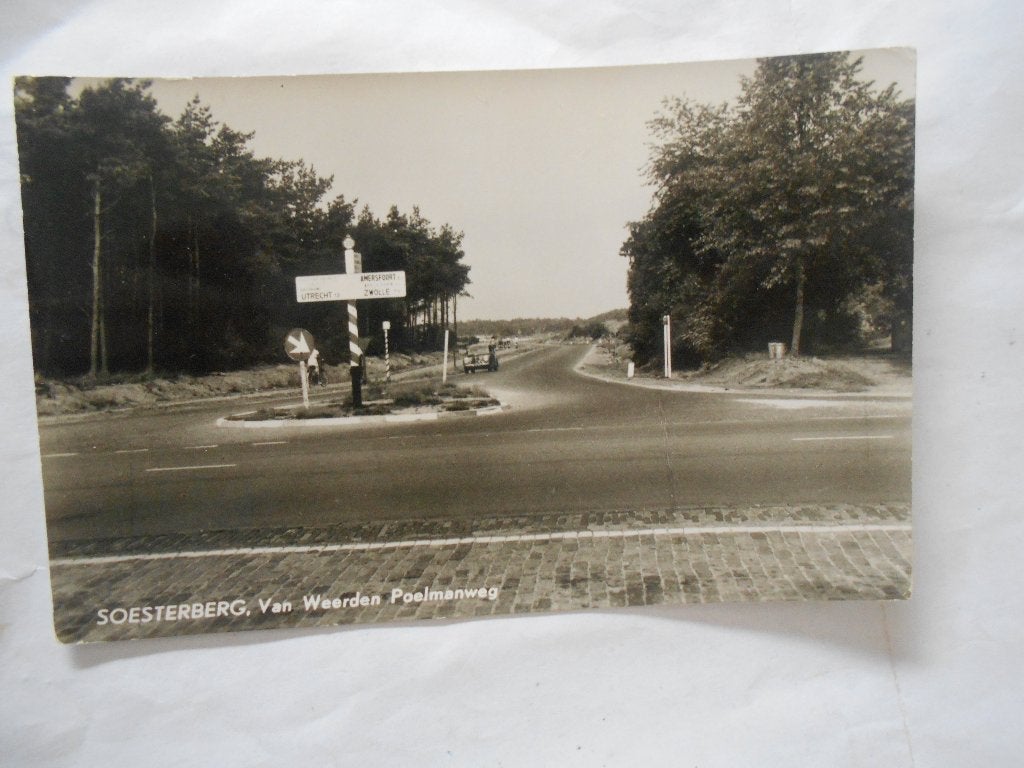 Soesterberg, Van Weerden Poelmanweg kruispunt ANWB bord, Ophalen of Verzenden, 1940 tot 1960, Gelopen, Utrecht