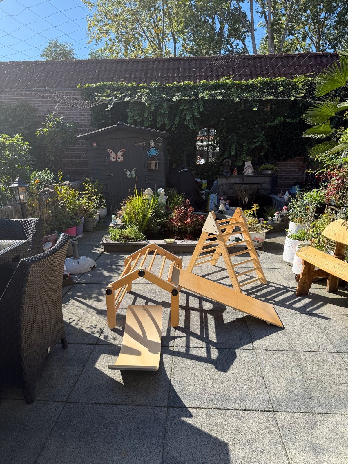 Houten klimdriehoek met glijbaan en balansbord, Kinderen en Baby's, Ophalen, Zo goed als nieuw, Glijbaan