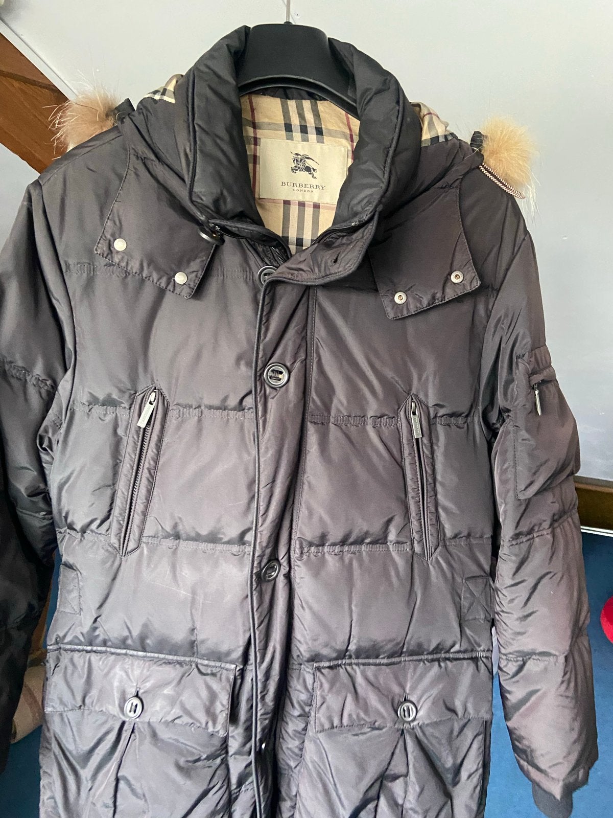 Burberry Heren Winterjas Zwart/Donkergrijs Maat 48/50, Kleding | Heren, Ophalen, Gedragen, Maat 48/50 (M), Zwart