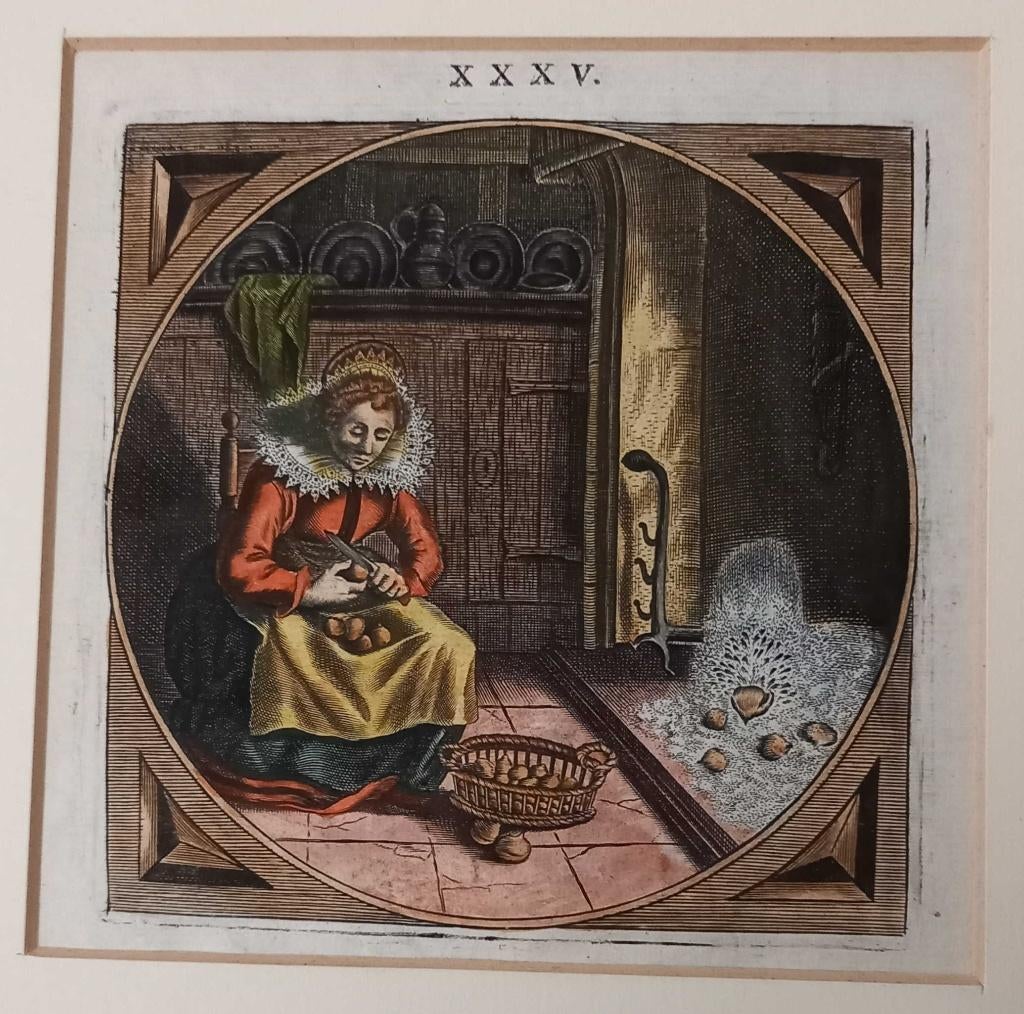 A66-12 Cats - Handgekleurde Gravure met Watermerk + z/w grav, Ophalen of Verzenden
