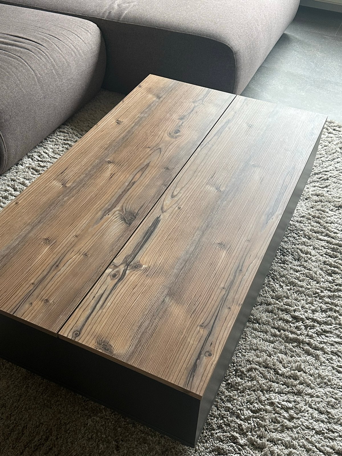 Salontafel met stalen onderstel. Als nieuw., Ophalen, 100 tot 150 cm, 50 tot 100 cm, Zo goed als nieuw