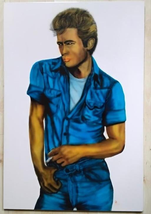 James Dean Portret - Gesigneerd door Detlef de Vries, Ophalen