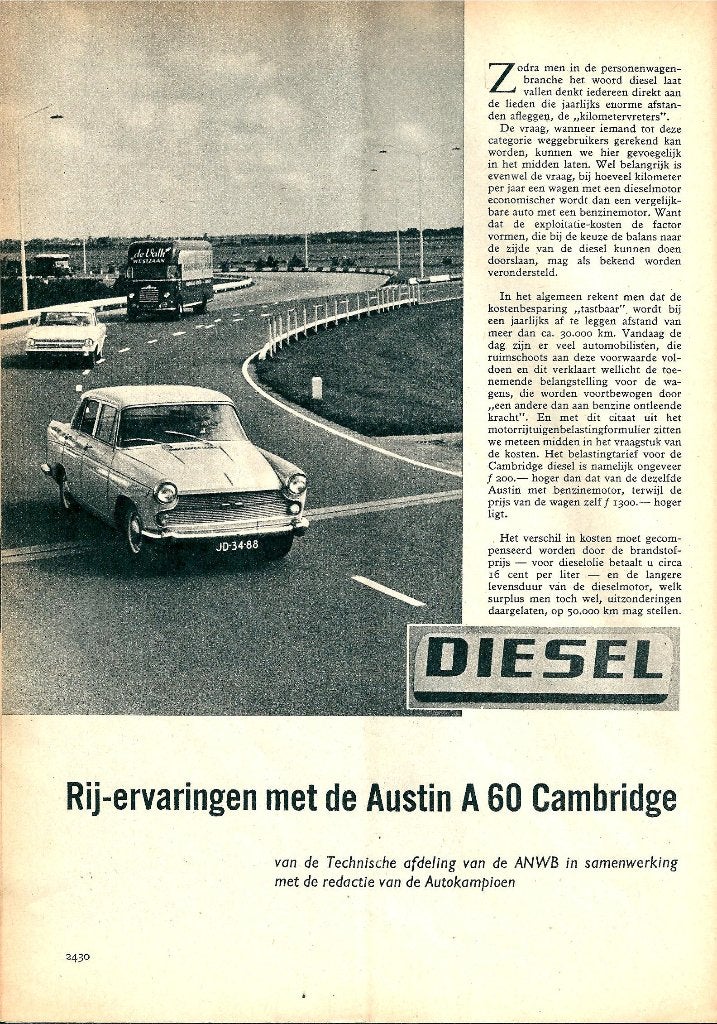 Autokampioen test Austin A 60 Cambridge diesel 1962, Ophalen of Verzenden, Gelezen, Overige merken
